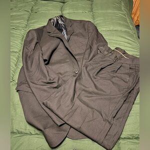 Haggar Dark Brown Pinstripe Men's Suit